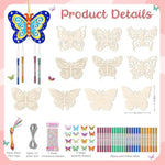 10 Pack Butterfly Wind Chime Craft Kit for Kids, DIY Wooden Coloring Ornaments