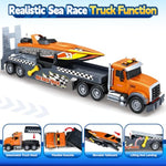 3 4 5 6 Boy Toys, Extra Large Truck Toy With Sounds & Lights, 21" Semi Truck Toy Flatbed Transport Boat Vehicle?2 In 1 Kids Boy Toddlers Age 3 4 5 6 7 Birthday Gifts