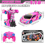 Transform Rc Cars Toys For Kids 4 5 6 7 8, 2.4Ghz Princess Remote Control Car Robot One-Button Deformation, 360° Rotation Transforming Cool Toys For Girls Birthday Gifts