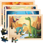 4 Packs Puzzles For Kids Ages 4-6, Wooden Dinosaur Puzzles For Toddlers Ages 2-4, Preschool Educational Dino Puzzles Boards Toys Gifts For 3 4 5 6 Boys Girls