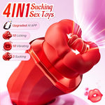 Vibrator Adult Sex Toys for Women - 4IN1 Mouth Sucking Vibrator Rose Sex Toy, 10 Tongue Licking Sucking, 3 Auto Sucking Adult Toys New APP, Anal Clit Nipple Vibrators Female Couples Lemon Sex Toy