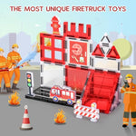 Magnetic Tiles, Firetruck Toys 3-5 Years Old, Fire Trucks For Toddlers 3-5, Magnetic Building Blocks For Kids, Stem Educational Construction Toys For Toddlers, Xmas Birthday Gifts For Boys And Girls