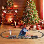 Train Set For Boys, Metal Alloy Electric Trains W/Steam Locomotive, Cargo Cars & Tracks, Train Toys W/Smoke, Sounds & Lights, Christmas Toys Gifts For 3 4 5 6 7 8+ Years Old Kids