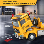 Toddler Boys Toys For 3-5 Years Old, Construction Toy Set W/Semi Truck, Excavator, Bulldozer, Alloy Engineering Construction Vehicles Truck Toys For Boys Age 4-7