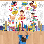 Hero-Themed Giant Coloring Poster for Kids, Inspirational Cityscape Art Activity