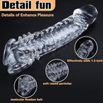 Reusable Penis Sleeve, Soft Cock Sleeve Extender For Men, Realistic Penis Enlarger With Ball Stretcher, Durable Tpe Material For Enhanced Erection, Confidence Boost, Male Sex Toys For Couples - Clear