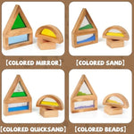 Large Rainbow Wooden Building Blocks For Toddlers Baby Kids, 16 Pcs Colorful Geometry Stacking Construction Toy Set Sensory Toys, Preschool Educational Toy For Boys & Girls