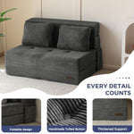 Convertible Sofa Bed, Fold Out Loveseat Sleeper Sofa With Pillow, 4 In 1 Tufted Folding Couch Bed Foam Floor Couch, Lazy Chair For Living Room Bedroom Guest Room, Dark Grey