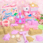 Beach Toy Unicorn Sand Toys For Kids,Sand Castle Toys For Beach With Mesh Bag,Sand Shovels,Castle Kits,Sifters,Unicorn Watering Can And Truck,Beach Essential Outdoor Toys For Kids
