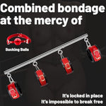 Sex Bar, Bdsm Toys, Bdsm Bondage Restraints With Leather Handcuffs Ankle Cuffs Furniture Restraints Kit Expandable Fetish Sm Games Bondage Gear & Accessories (Red-Black)