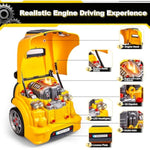 Large Truck Engine Toy For Kids: Mechanic Repair Car Kit For Toddlers - Interactive Workshop Set Take Apart Motor Vehicle With Light And Sound For Boys Children 3+ Years Old