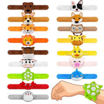 16 Pcs Stuffed Animal Slap Bracelets Set Animal Farm Ocean And Jungle Plush Slap Bracelets Cute Wrist Band Toy For Party Favors 16 Styles