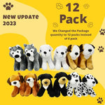 Plush Dogs Animals (12 Pack) Assorted Stuffed Puppies - 5 Inches, Small Plushed Animals, 6 Designs - For Birthday Party Favors Gifts For Kids