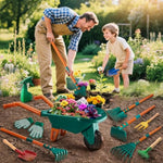 Kids Gardening Set-12 Pcs Kids Gardening Tools Wheelbarrow Set With Shovel, Leaf Rake, Gloves, Spray Bottle-Toddler Gardening Set Play Outdoor Educational Stem Learning For Boys Girls Age 3 4 5 6 7 8+