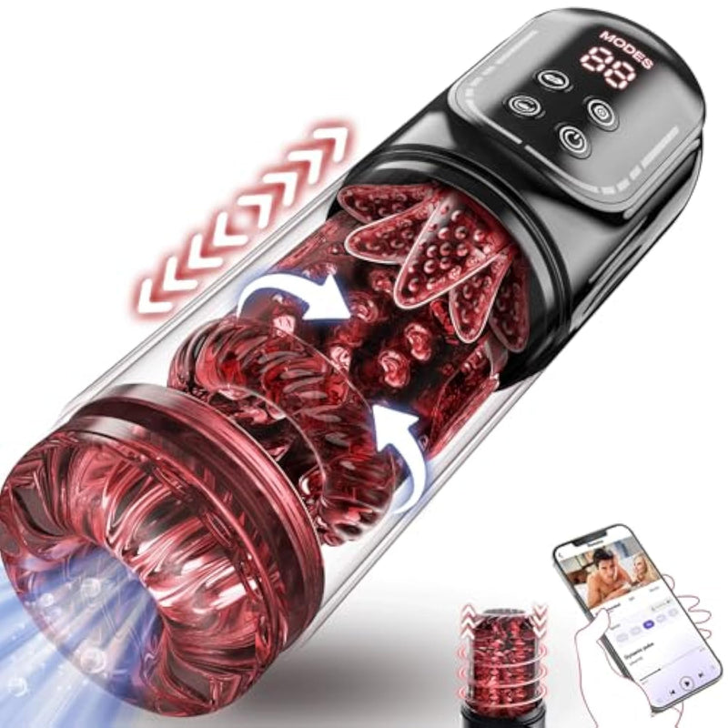 Male Masturbator Penis Pump - Male Sex Toys For Men Sex Toy Pocket Pussies 7 Thrusting Rotating Vibrating Sucking Licking Stroker Adult Toys Vacuum Pumps & Enlargers Lcd App Gags & Muzzles