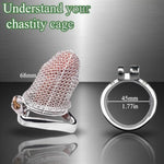 Male Chastity Cage, Metal Chastity Device, Mesh Design - More Closely Fitting To The Body, Suitable For Long-Term Wearing, Suitable For Those Who Practice Abstinence Or Have Bdsm Interests.?45Mm Ring?