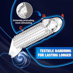 Large Glans Penis Sleeve Penis Ring, Reusable Cock Sleeve Extender Extends 1.96 Inch Realistic Textured Penis Extender Sheath For Men Penis Penis Ring Cuff Thickened Testicle Ring Couples Sex Toy