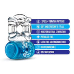 Blush Play With Me Pleaser 2.25" Vibrating Cock Ring For Couples - 5 Vibe Modes, Soft Clitoral Stimulator, Stretchy & Comfy Fit Penis Ring For Extended Climax Play - Adult Sex Toy For Men - (Blue)