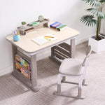 Kids Adjustable Desk & Chair Set with Bookshelf and Storage, Art & Study Table Ages 3-12