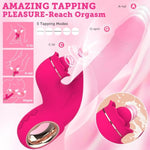 Vibrator Thrusting Dildo, 3 In 1 Rose Sex Toy-G Spot Vibrator With 7 Thrusts, 5 Taps&10 Vibrations, Silicone Dildos Vibrators Nipple Toy, Rabbit Vibrators Adult Toys For Women And Couple