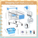 135Pcs Mini Shopping Cart Basket Miniature Food Drink Toy Supermarket Metal Handcart Dollar Bills Toys Dollhouse Store Grocery Accessories Kitchen Cosplay Play Game Party Model