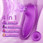 Sucking Vibrator Adult Sex Toys - Heating Rose Sucker App Remote Control Clitoral Stimulator With 5 * 5 Suction,Waterproof Nipple Massager For Women Female Couples Solo/Partner Play