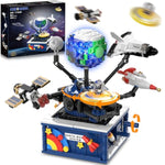 Planet Rotatable Space Sets With Light - Earth & Moon Space Exploration Building Toys With Shuttle Spaceship Science Kits Building Blocks Gifts For Kids Age 8+ Years Old Boys Girls(554 Pcs)