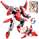 2 In 1 Transforming Mech Robot Building Sets, Mecha Robot City Toy Converts To Fighter Jet, For Adults Kids Boys Ages 6+(Red)