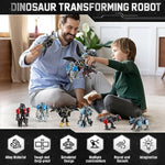 Transforming Robot Dinosaur - 4-In-1 Stem Toy, 11 Shapes Transforming Toys For Kids, Ages 5-10, Black