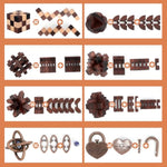 8 Pcs Brain Teaser Puzzles For Adults Teens - Metal Puzzles 3D Puzzle Game Toys For Adults Teens - Wooden Unlock Interlocking Puzzle Adult Iq Education Smart Toys