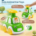 Press And Go Car Toys For Toddlers 1-3, 4 Pack Animal Baby Car Toys For 1 2 Year Old Boy, Push Go Friction Vehicle Toys For Infants 6-9-12-18 Months, One First Birthday Gifts For Boys Girls
