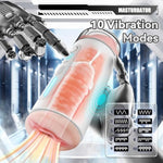 Male Masturbator Male Sex Toys, Open Ended Vibrating Stroker For Men With 7.87" Depth Lifelike Textured Vagina & Mouse, Blowjob Pocket Pussy With Speakers And Ambient Lighting, Men Adult Sex Toys