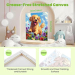 Dog Paint by Numbers Kit for Kids Ages 8-12, 8 x 8 Inch Canvas with Frame & Easel