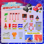 Spider Toys For Boys 3-4, 250 Pcs Flexible Road Race Track Playset With 2 Monster Cars For 3 4 5 6 Year Old Flex Ready Ramp Playsets Car Truck For Kids Toddler Age 3-6 3-5 4-6 4-7 Birthday Gifts