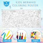 Mermaid Giant Coloring Poster for Kids, 30 x 72 Inch Large Color-In Activity Sheet