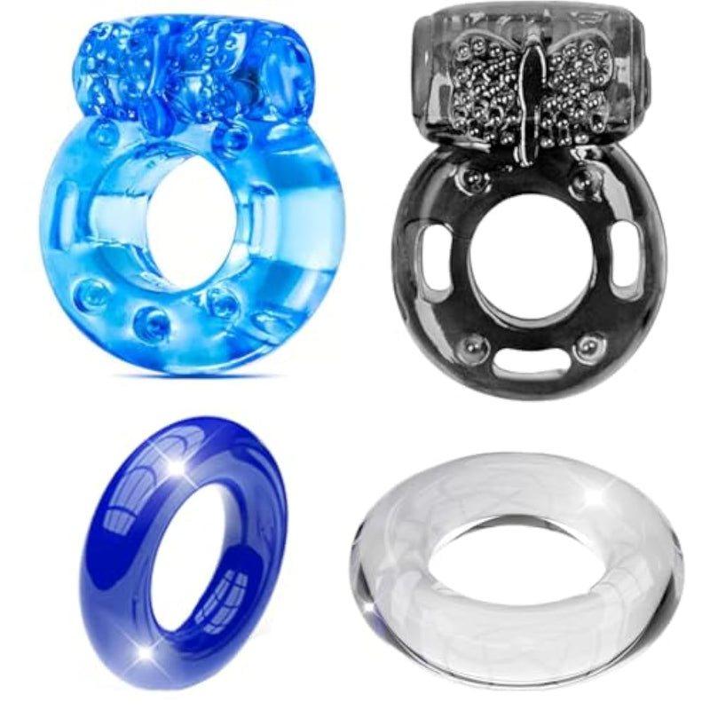 Vibrating Penis Ring Cock Ring Vibrator Silicone G-Spot Stimulating Clitoral Stimulator Penis Erection Enhance Sex Product Adult Male Sex Toy For Longer Harder Stronger (Deep Blue)