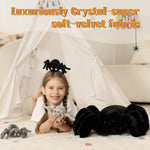 4Pcs Large Spider Plush, 16 Inch Mommy Spider Stuffed Animals With 3 Baby, Soft Cuddly Pillow Plush Gifts For Kids Boys Girls, Black