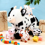 5 Pcs Cow Stuffed Animals Set Mommy Cow And 4 Baby Plushies With Magnets 9.8 Inch Plush Animals Toy Gifts For Kids Birthday Party Favors Farm Decorations Party Christmas