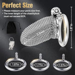 Chastity Cage - Male Chastity Device With Invisible Lock Set, 3 Sizes Rings (1.57", 1.77", 1.97"), Cock Cage Metal Mesh Chain,Large Stainless Steel Penis Bondage Restraints Bdsm Sex Toy For Men?L?