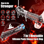 Penis Sleeve Extender Cock Sleeve - 3 Sizes Clear Reusable Cock Sleeve Penis Extender with Studded Stimulation for Added Length & Girth, Adult Sex Toy for Couples