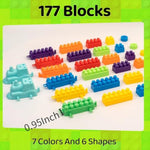 2025 Latest 177 Pcs 1 * 1-1 * 3 Inch Large Building Blocks For Toddlers Ages – Brick Set With Cars & Baseplate, Educational Stem Toy For Kids,1 2 3 4 5 6 Blocks (177Psc+2 Boards)