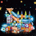 Magnetic Tiles Building Blocks Toys For Kids,144 Pcs Magnet Stem Construction Set With Led Lights & Marble Run | Educational Learning Creative Gifts For Kids Ages 5-12 Boys And Girls