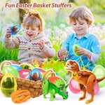Easter Eggs Filled With Dinosaur Toys Jumbo Deformation Dinosaur Eggs Easters Egg Fillers Plastic Surprise Egg Easters Basket Stuffers Easter Party Favors For Kids Boys Girls Toddlers 6 Pack