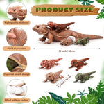 5 Pcs Bearded Dragon Stuffed Animal Set Gifts 26 Inch Large Lizard Iguana Plush Toy With 4 Baby Lizards, Simulation Operation Christmas Plushies For Boy Girl Birthday Pet Party Favor(Brown)