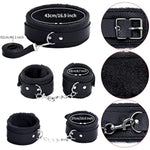 15Pcs Bondage Restraints Sex Toys Adult Games Kit Sm Fetish Bed Restraints Set For Beginners Cuffs Blindfold Spanking Nipple Clamps Flogger Ball Gag Paddle Rope Anal Toys Black