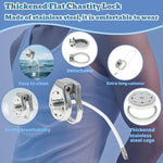 Thickened Flat Chastity Lock With Extra Long Hollow Urethral Catheter Men'S Metal Penis Cage Urethral Sound Bondage Set Chastity Device Sex Toy