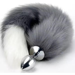 Tail Plug Anal Butt Plug, Butt Plug Faux Fur Tail Anal Sex Toys Buttplug Wolf Tail Toys Stainless Steel But Plug Butt Toys Sex Toys For Women Cosplay Adult Sex Toys For Women Men Couple (Grey)