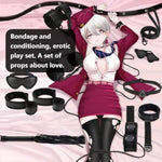 Sex Bondage Kits, Bdsm Restraint Toys 7 Pcs, Handcuffs, Ankle, Cuffs, Clamps, Ball Gag, Blindfold, Rope, Leather, Restraints Set, Sm Sexy Slave Beginner Role Play Toy, Bdsm Kits (Black)