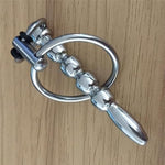 Stainless Steel Urethral Dilator Metal Multi Beads Stimulation Male Masturbation Urethral Rod With Penis Ring