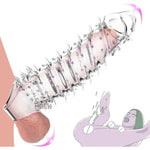 Penis Sleeve Extender Reusable Silicone Penis Ring Sleeve, Realistic Thickened Penis Enlarger Thickener With Stimulation Pellets, Delayed Ejaculation Adult Sex Toys For Men Couples